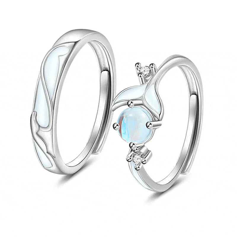 Et maison Glowing Band Glazestone Adjustable Sterling Silver Couple Rings