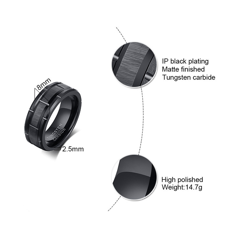 Et maison Black Tire Design Tungsten Steel Men's Band