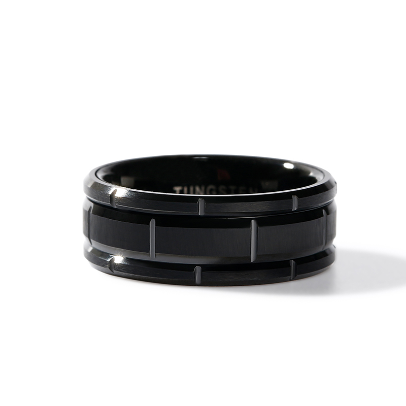 Et maison Black Tire Design Tungsten Steel Men's Band