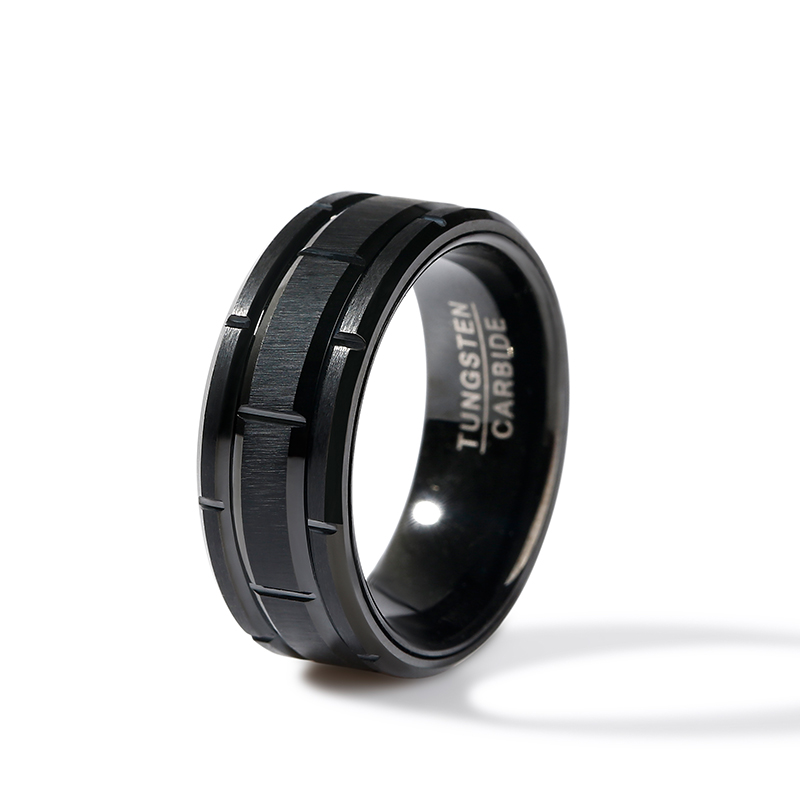Et maison Black Tire Design Tungsten Steel Men's Band