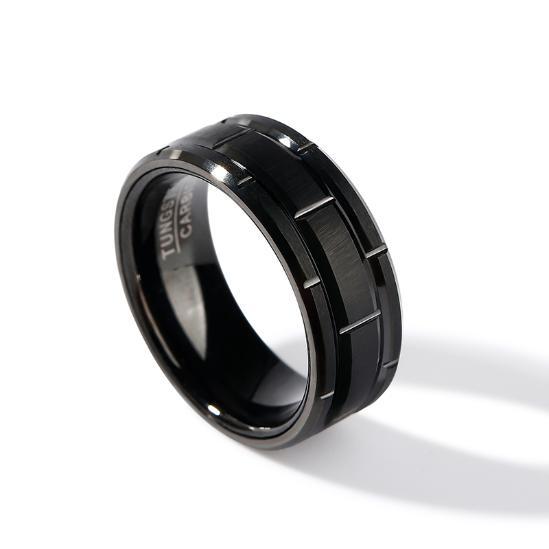 Et maison Black Tire Design Tungsten Steel Men's Band