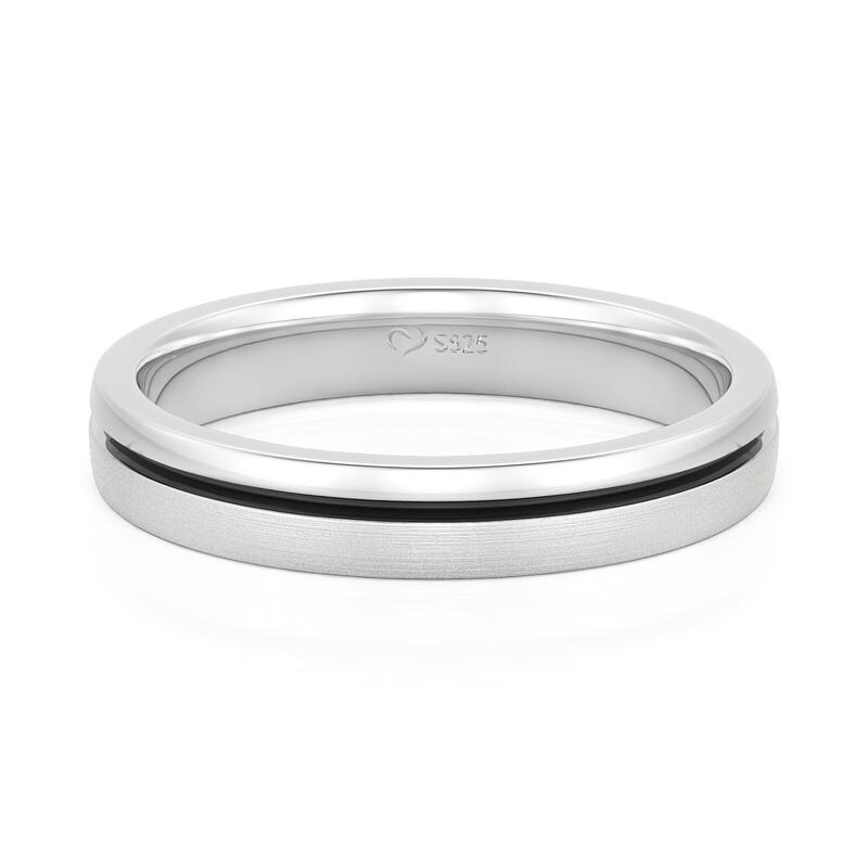 Et maison Two Tone Brushed and Polished Finish Men's Wedding Band