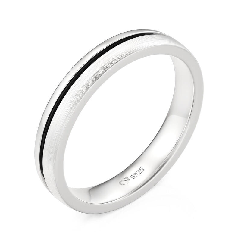 Et maison Two Tone Brushed and Polished Finish Men's Wedding Band