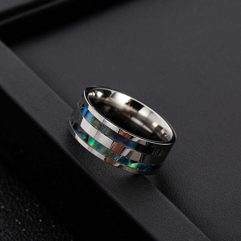 Et maison Abalone Shell Titanium Steel Men's Band