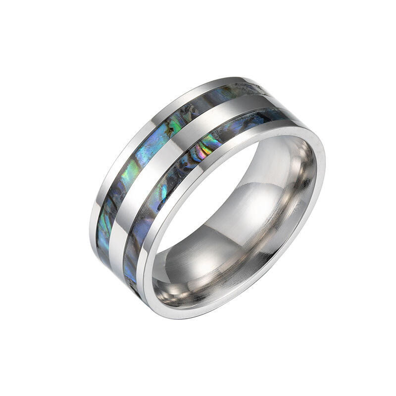 Et maison Abalone Shell Titanium Steel Men's Band
