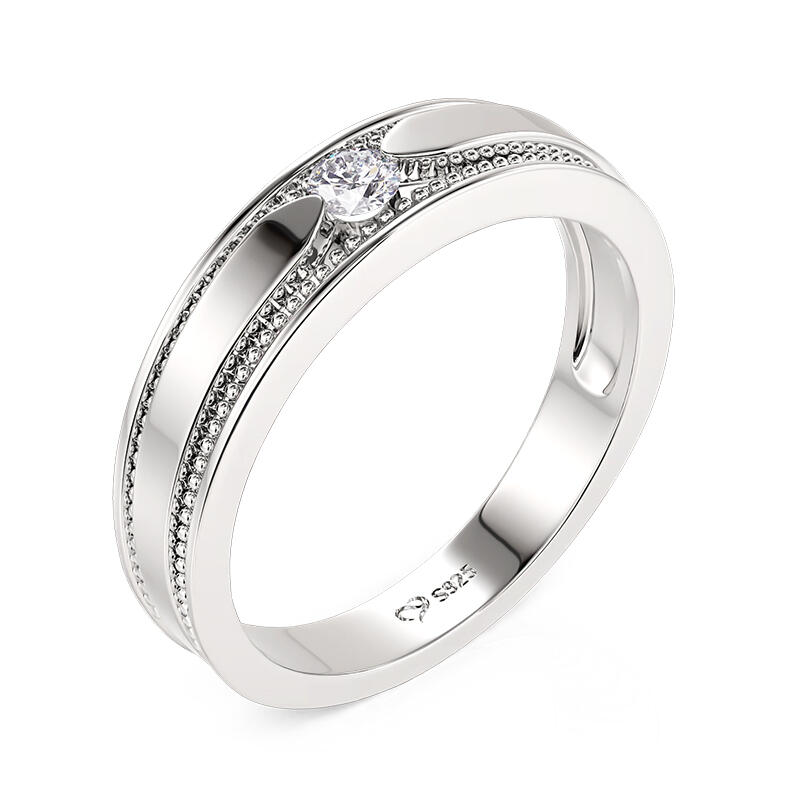 Et maison Men's Wedding Band Milgrain Round Cut