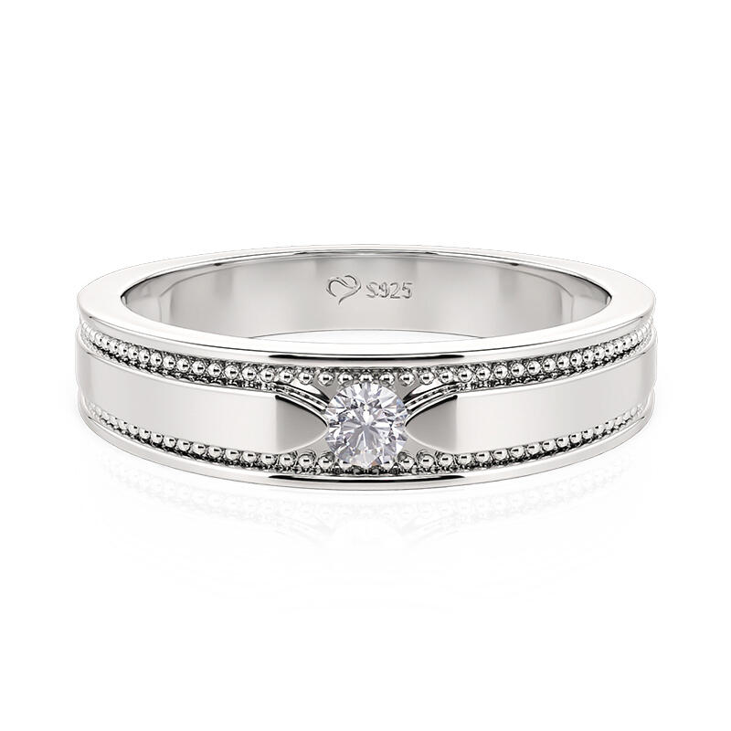 Et maison Men's Wedding Band Milgrain Round Cut