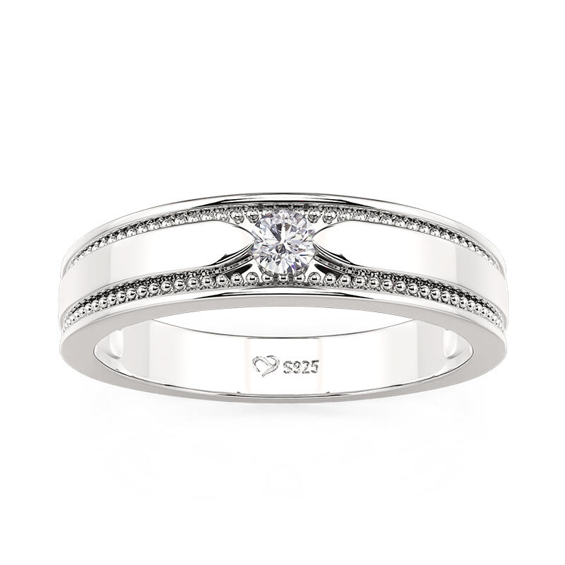 Et maison Men's Wedding Band Milgrain Round Cut