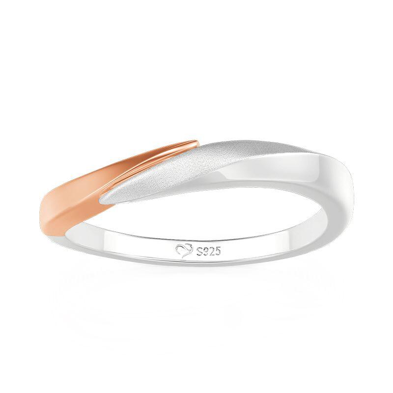 Et maison Curved Twisted Blasted Two-Tone Men's Wedding Band