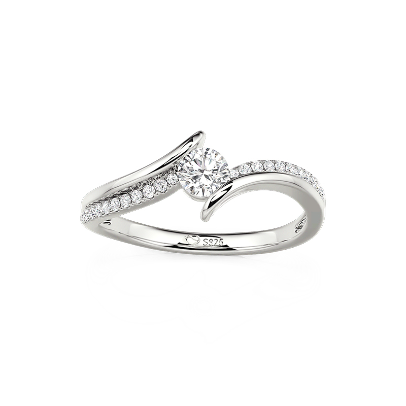Et maison Classic Bypass Pave Promise Ring Sterling Silver