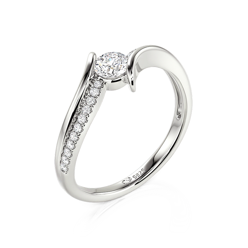 Et maison Classic Bypass Pave Promise Ring Sterling Silver