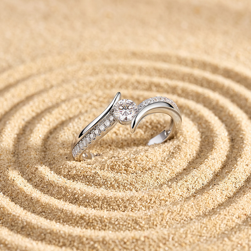 Et maison Classic Bypass Pave Promise Ring Sterling Silver
