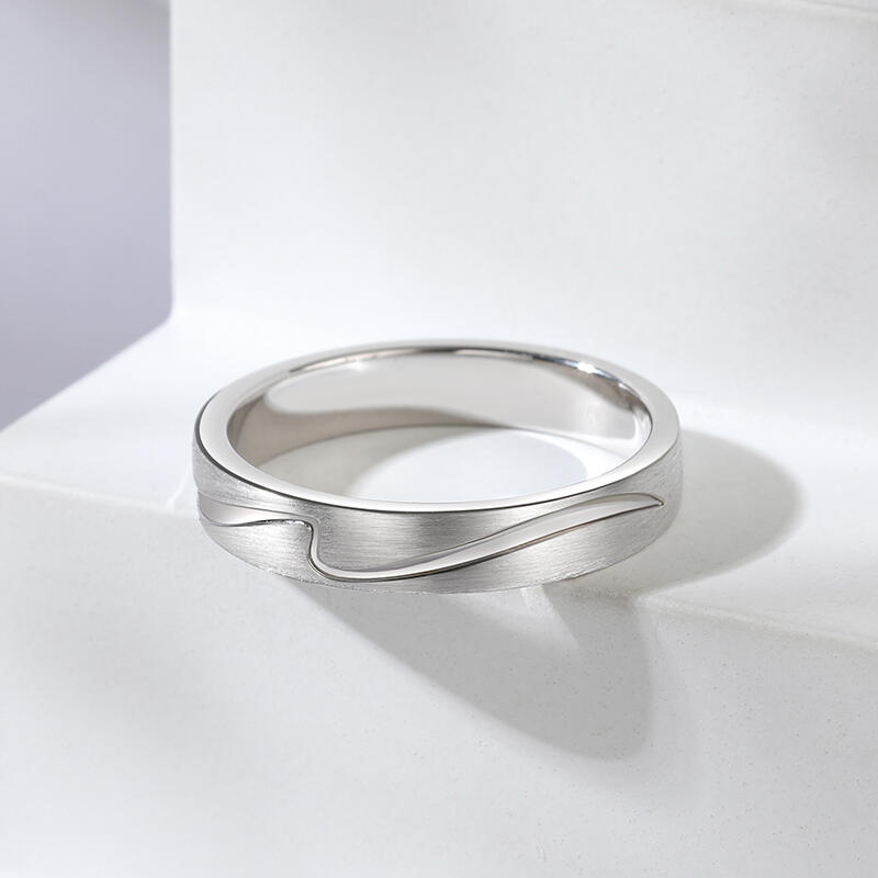 Et maison Sea Wave Design Sterling Silver Men's Band