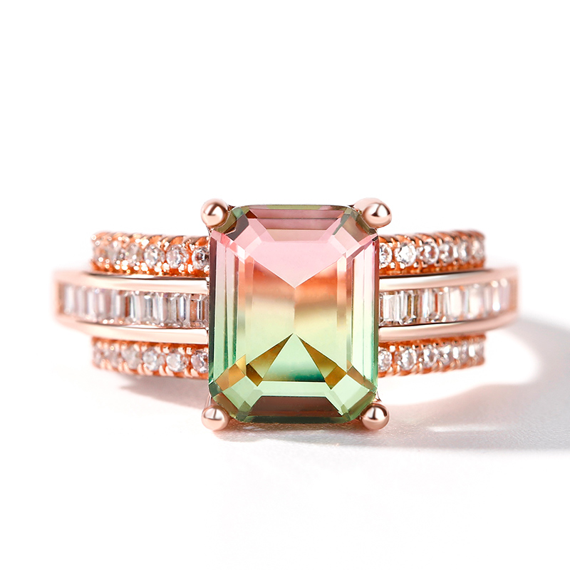 Et maison "One of a Kind" Emerald Cut Sterling Silver Watermelon Ring