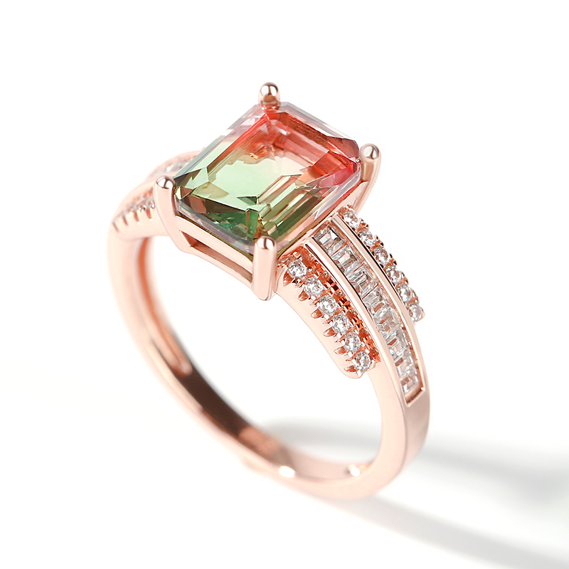 Et maison "One of a Kind" Emerald Cut Sterling Silver Watermelon Ring