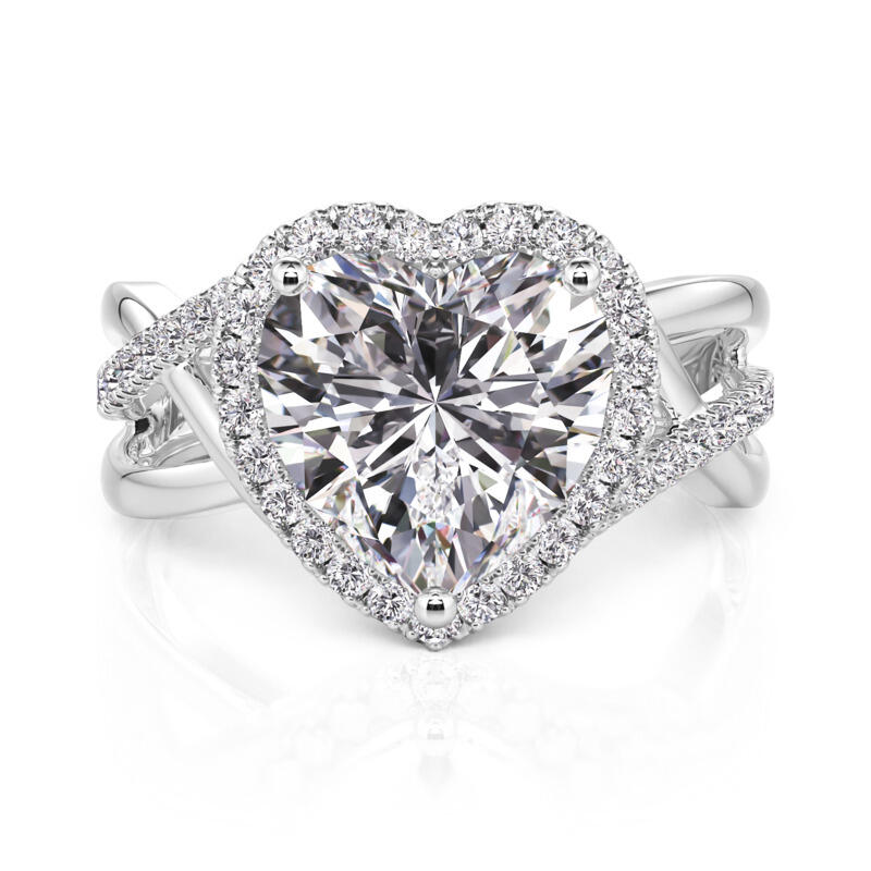 Et maison Halo Twist Heart Engagement Ring Sterling Silver