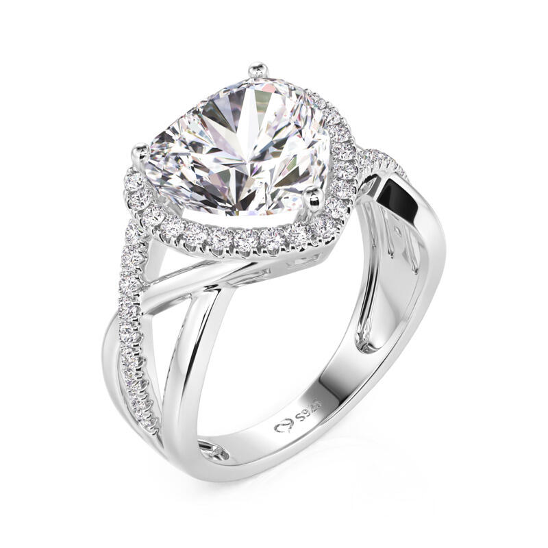 Et maison Halo Twist Heart Engagement Ring Sterling Silver