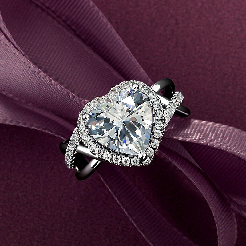 Et maison Halo Twist Heart Engagement Ring Sterling Silver