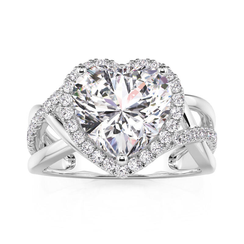 Et maison Halo Twist Heart Engagement Ring Sterling Silver