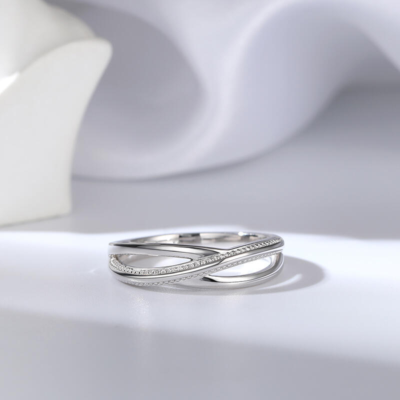 Et maison "Eternal Promise" Crossover Design Sterling Silver Men's Band