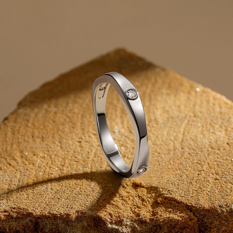 Et maison Classic Solitaire Wedding Ring for Men Sterling Silver