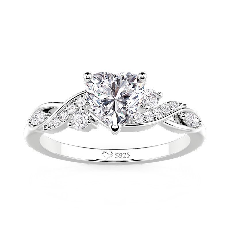 Et maison Infinity Twisted Three-Stone Heart Cut Engagement Ring