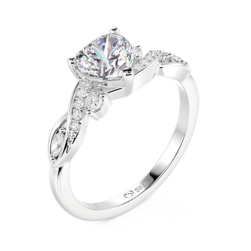 Et maison Infinity Twisted Three-Stone Heart Cut Engagement Ring