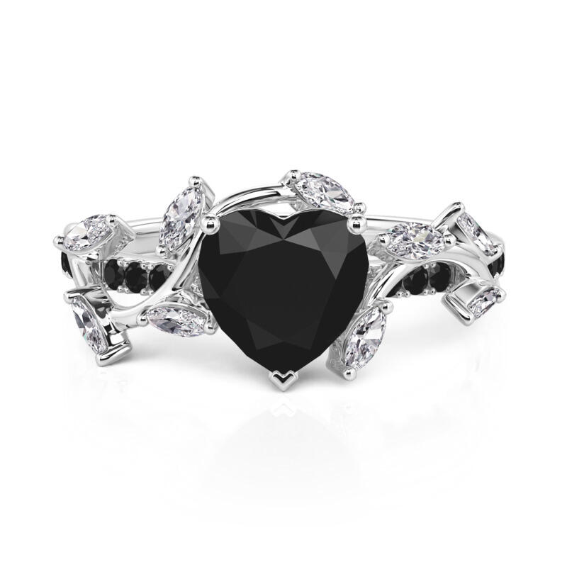 Et maison Twisted Thorns Leaf Black Heart Promise Ring