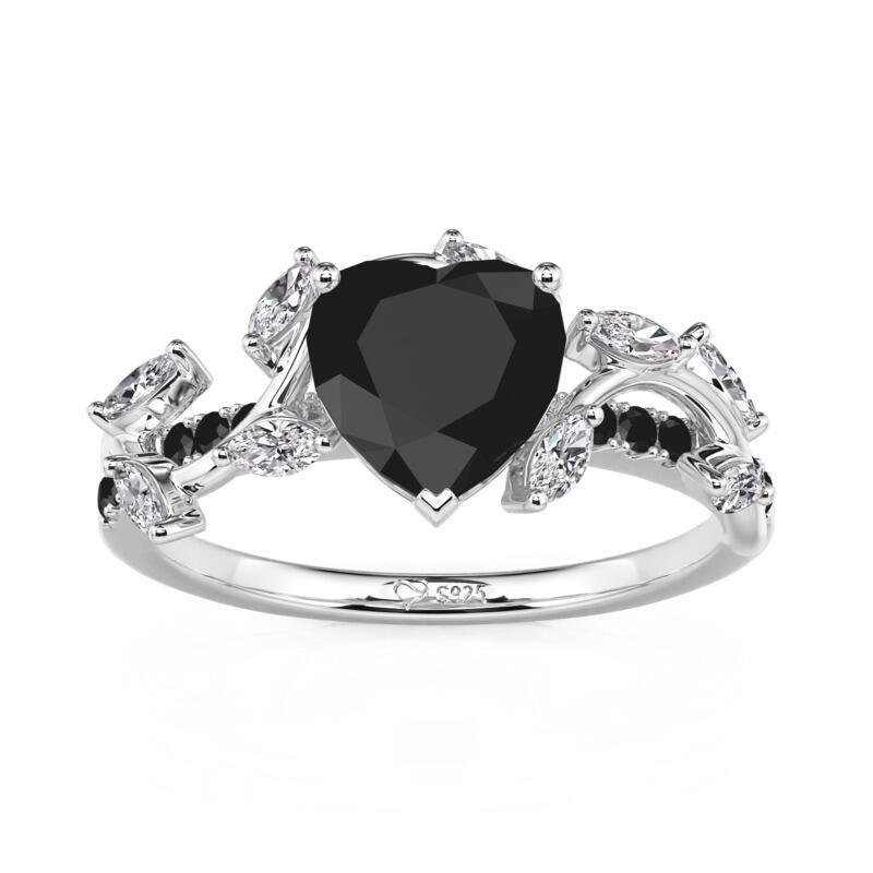 Et maison Twisted Thorns Leaf Black Heart Promise Ring