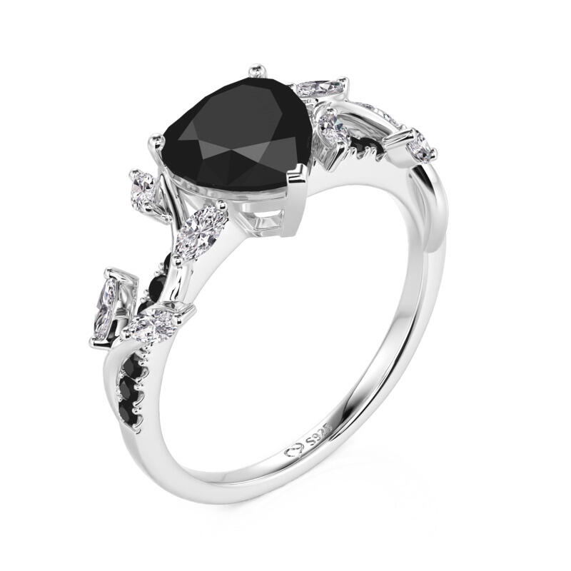 Et maison Twisted Thorns Leaf Black Heart Promise Ring