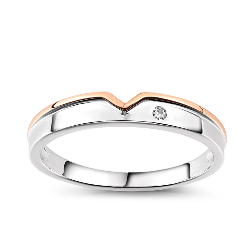 Et maison Two Tone Heart Sterling Silver Man's Band