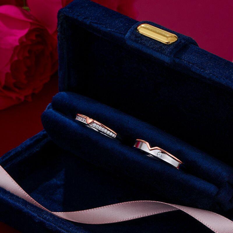 Et maison Two Tone Heart Sterling Silver Man's Band