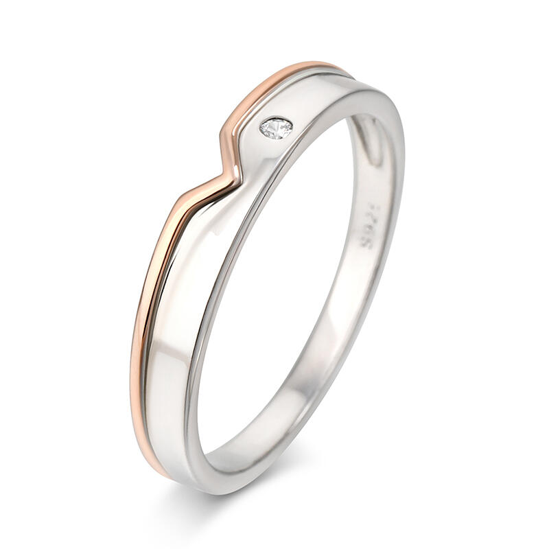 Et maison Two Tone Heart Sterling Silver Man's Band