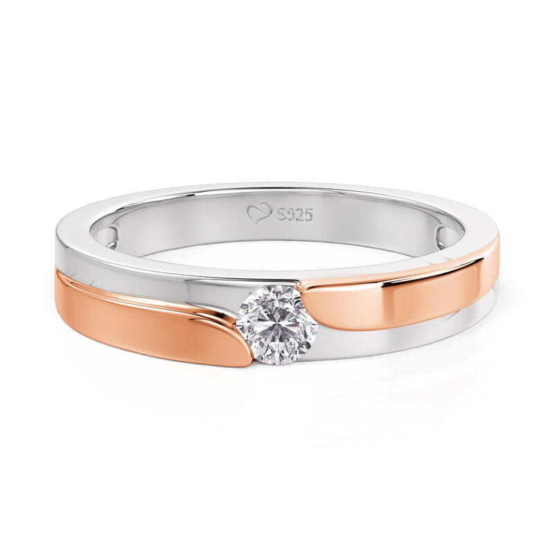 Et maison Amore Two Tone Curved Round Cut Men's Wedding Band