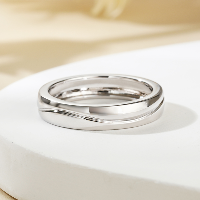 Et maison "Lines of Love" Simple Men Wedding Band Sterling Silver