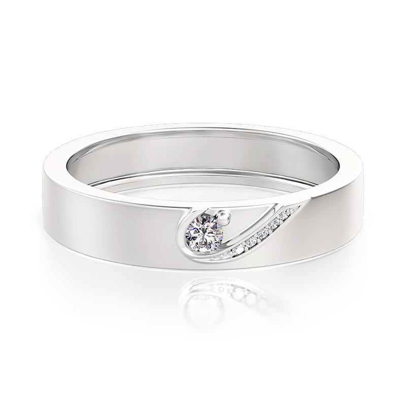 Et maison Simple Heart Men's Wedding Band Sterling Silver