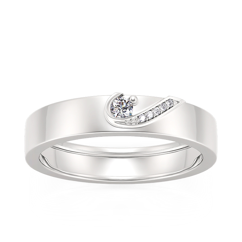 Et maison Simple Heart Men's Wedding Band Sterling Silver