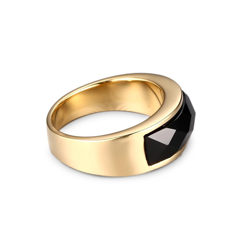 Et maison High Polished Black Agate Stainless Steel Men's Band