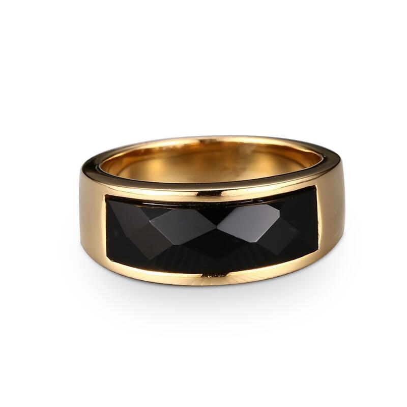 Et maison High Polished Black Agate Stainless Steel Men's Band