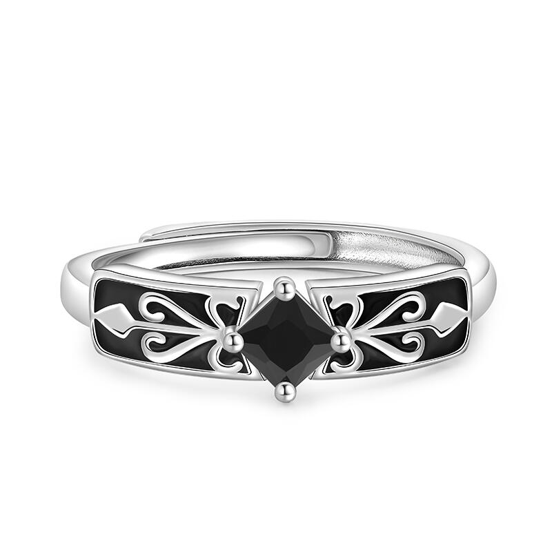Et maison Cool Black Knight Adjustable Men Ring Sterling Silver