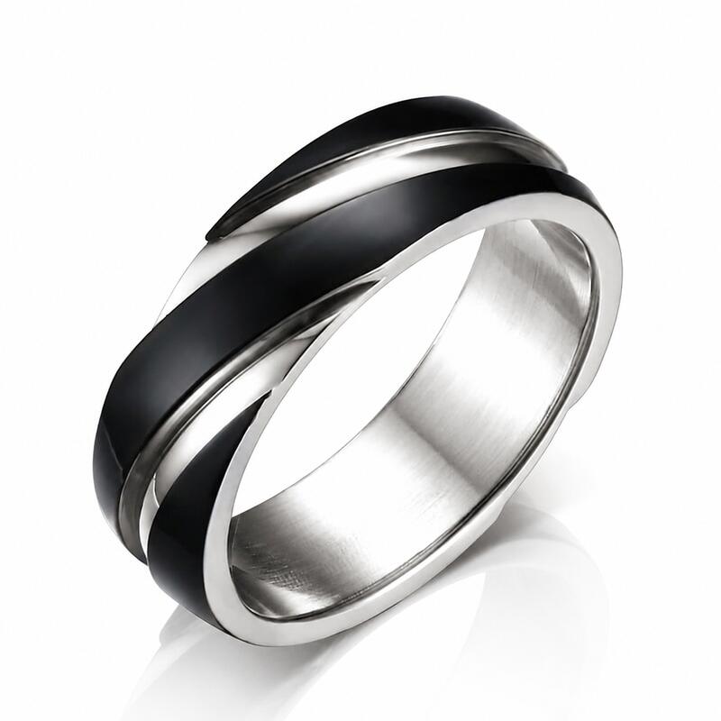 Et maison Black Simple Titanium Steel Men's Band