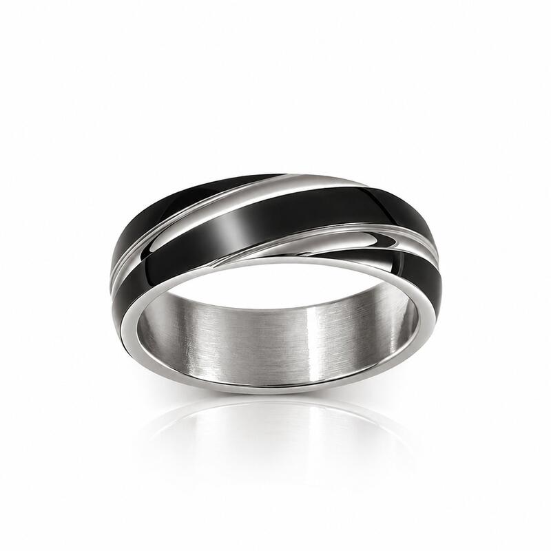 Et maison Black Simple Titanium Steel Men's Band