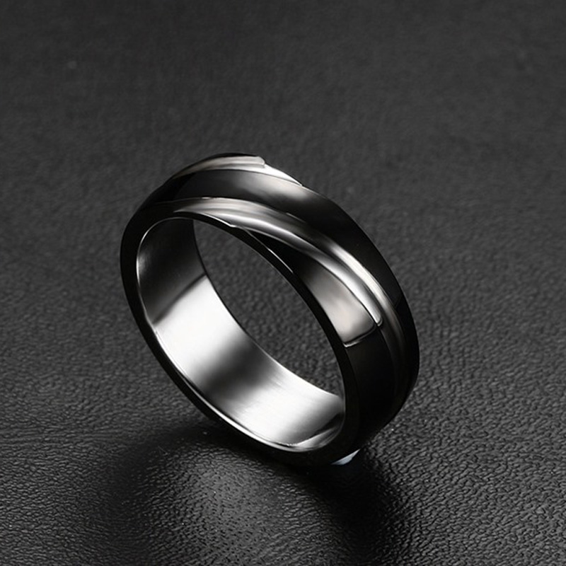 Et maison Black Simple Titanium Steel Men's Band