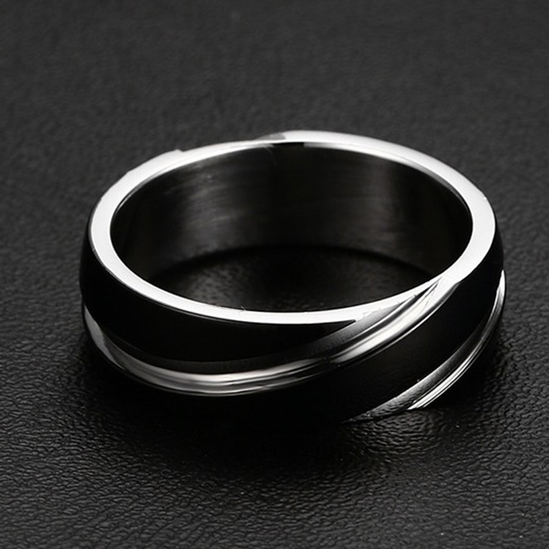 Et maison Black Simple Titanium Steel Men's Band