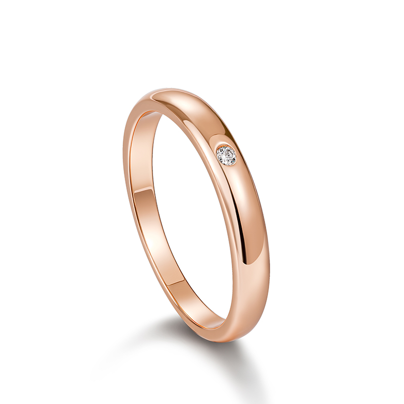 Et maison Minimalist Round Cut Men's Rose Gold Wedding Band