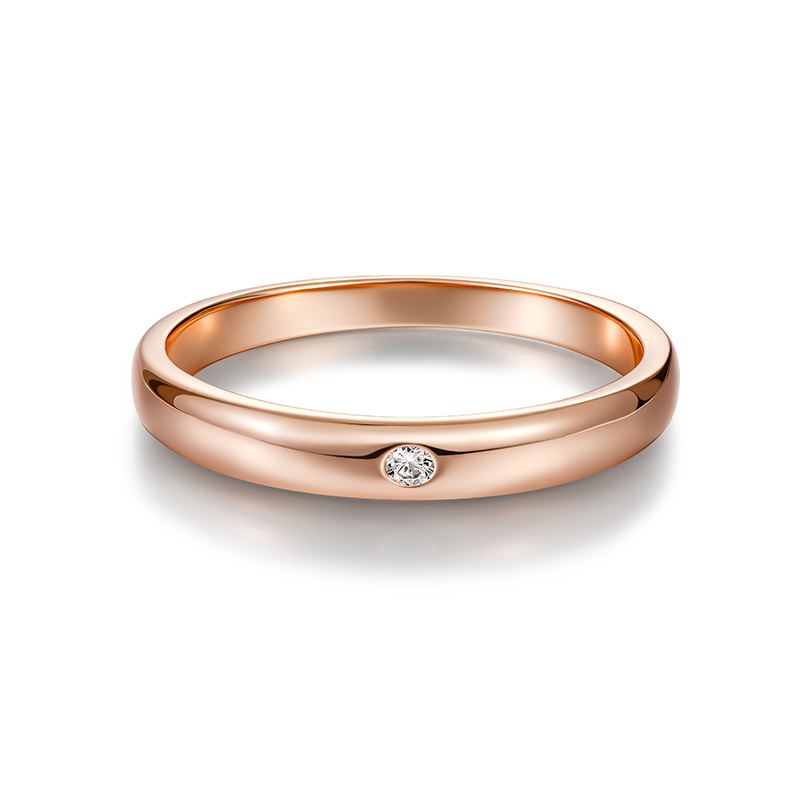 Et maison Minimalist Round Cut Men's Rose Gold Wedding Band