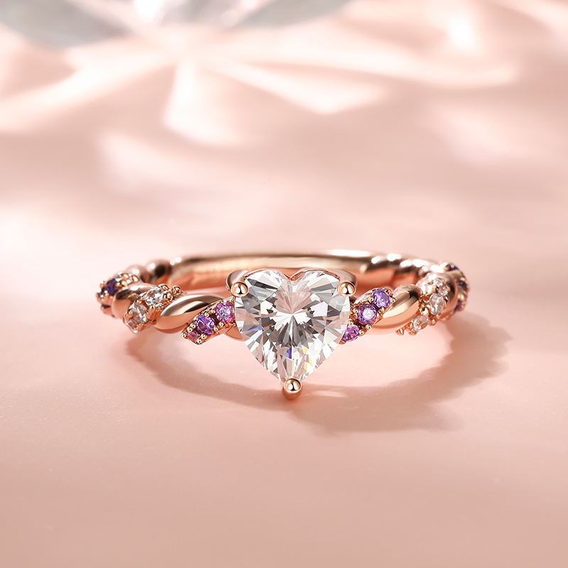 Et maison Heart Engagement Ring Sterling Silver Twist Design